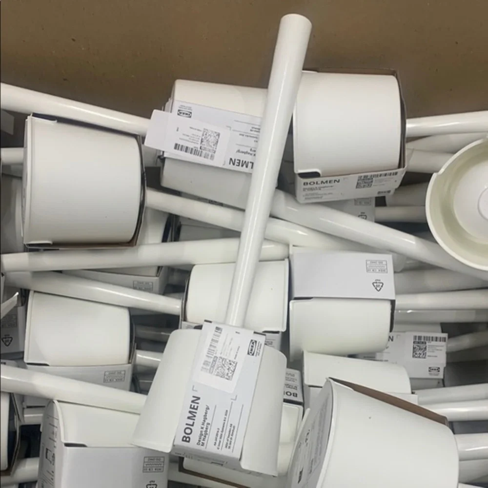 One (1) IKEA White Toilet Brush Set